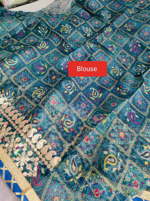 502004 Dye Tie  Shibori Kota Doria Silk Lehanga With Dupatta with Sequence Work - Blue