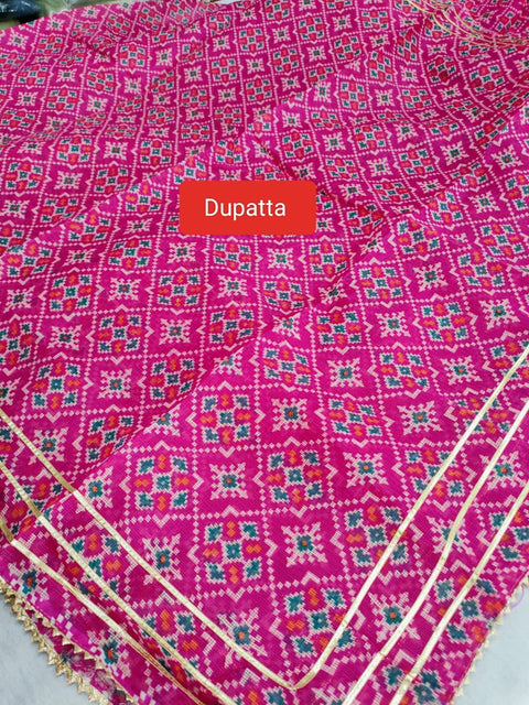 502002 Patola Print Kota Doria Silk Lehanga With Dupatta with Gota patti Work - Rani