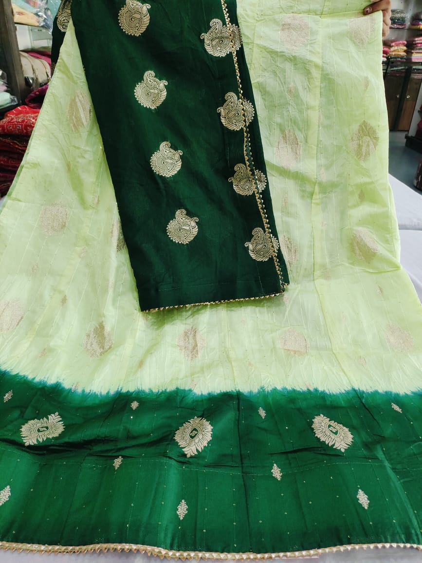 502001 Banarasi Art Silk Shaded Lehanga With Dupatta with Zari Weaving Work
