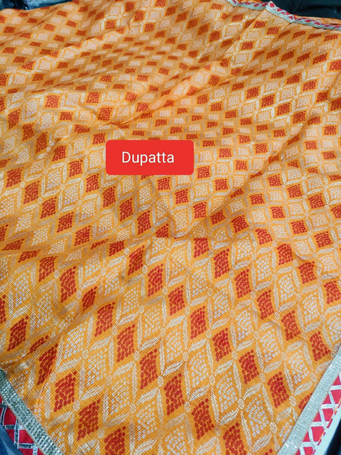 502006 Designer Kota Doria Dress with Lehanga and Dupatta