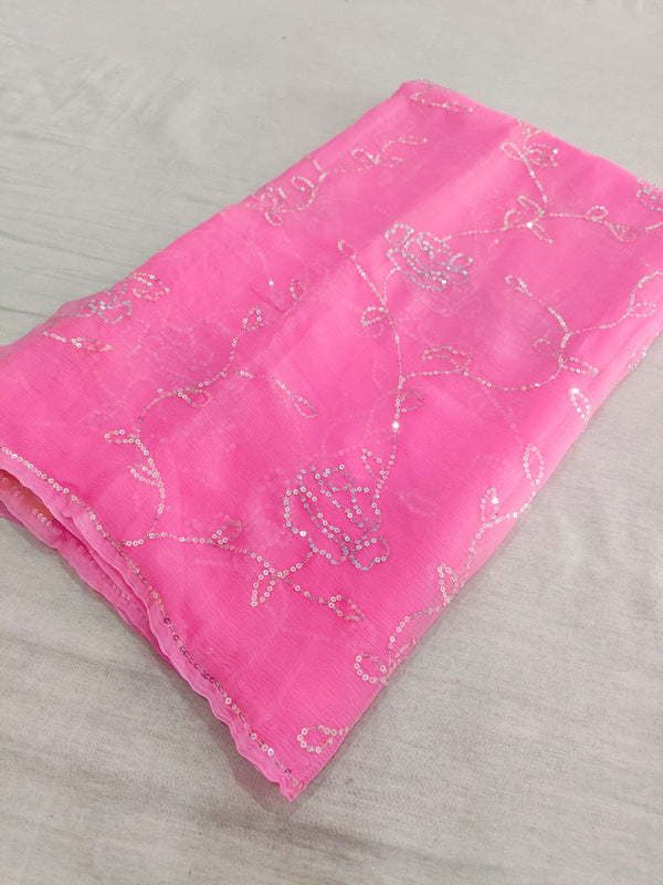 160002 Pure Chiffon Saree with Heavy Sequence Handwork