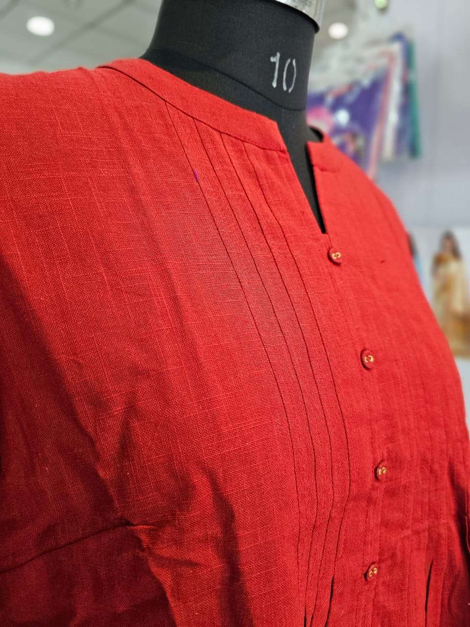 611003 Solid Color Pure Cotton Peplum Style Short Kurti - Maroon