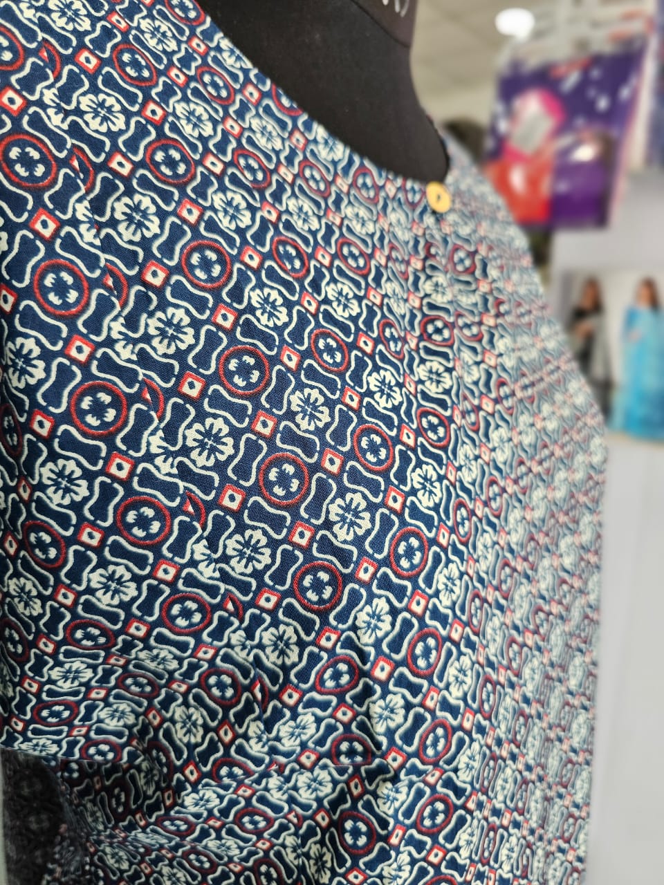 611001 Ajrakh Printed Pure Cotton Short Kurti