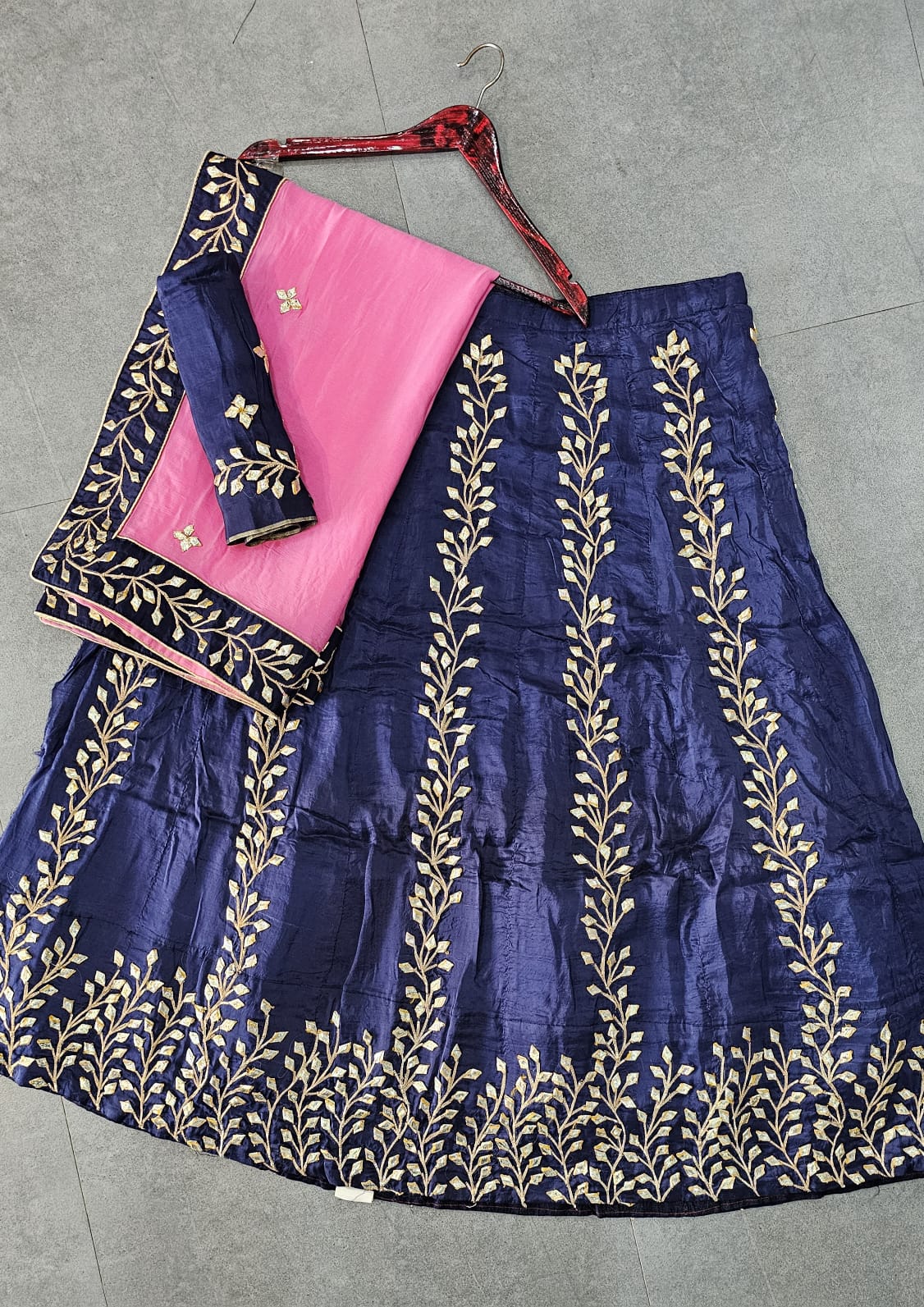 640005 rajasthani gotta patti pure modal silk  Lehenga - blue