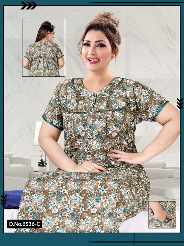 888006 Very Soft And Comfortable Night Gown with One Side Pocket - Teal