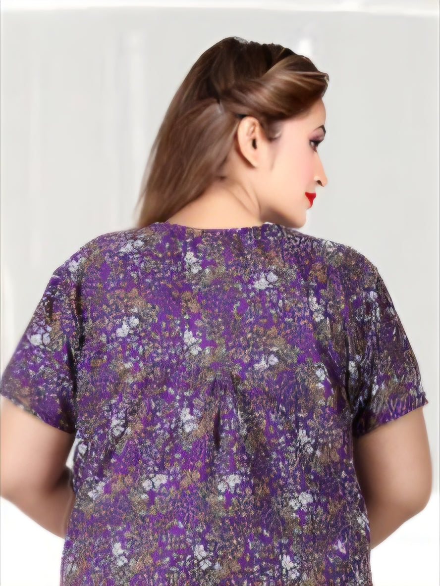 888010 Very Soft And Comfortable Night Gown with One Side Pocket - Purple