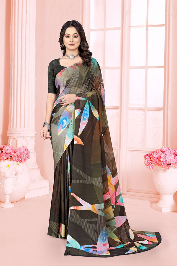 965007 Stylish Digital Print Very Soft and Premium Italian Crepe Silk Saree
