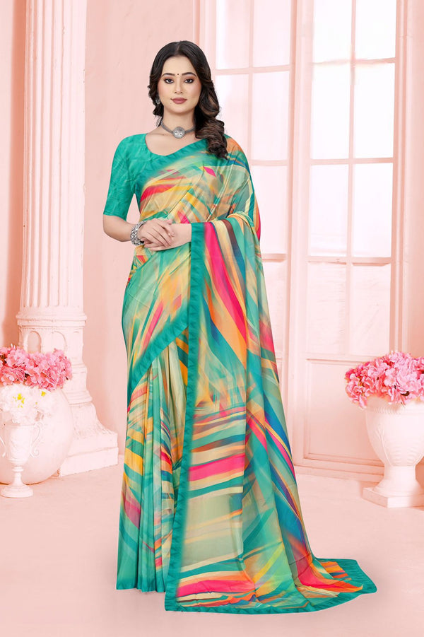 965011 Stylish Digital Print Very Soft and Premium Italian Crepe Silk Saree