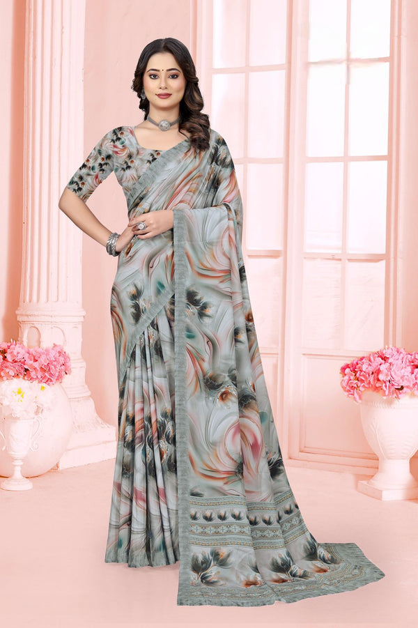 965003 Stylish Digital Print Very Soft and Premium Italian Crepe Silk Saree