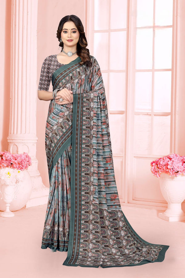 965008 Stylish Digital Print Very Soft and Premium Italian Crepe Silk Saree