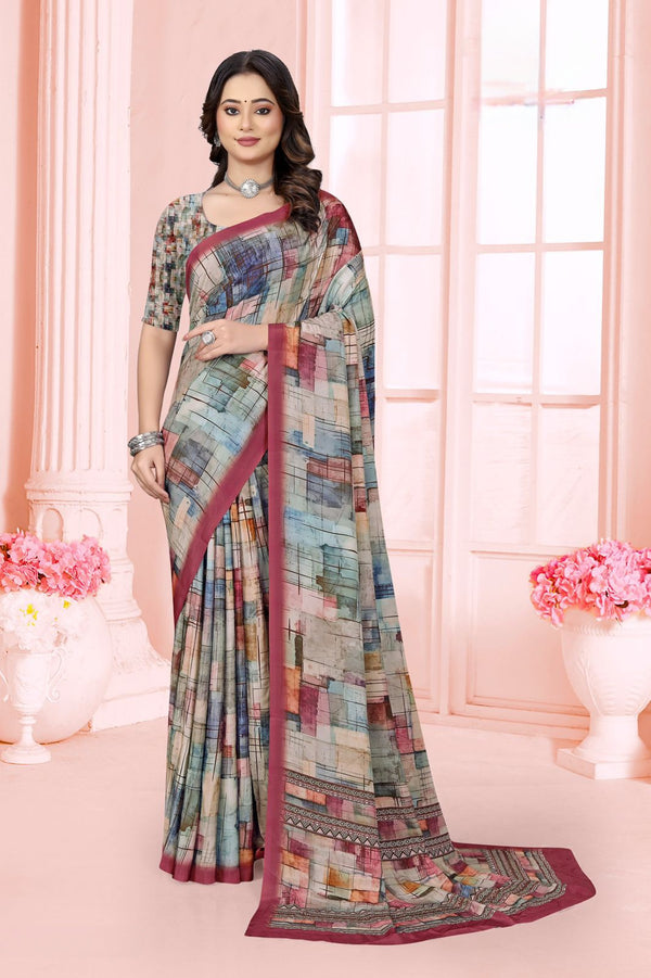 965012 Stylish Digital Print Very Soft and Premium Italian Crepe Silk Saree