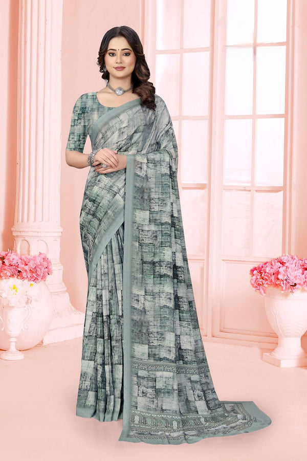 965010 Stylish Digital Print Very Soft and Premium Italian Crepe Silk Saree