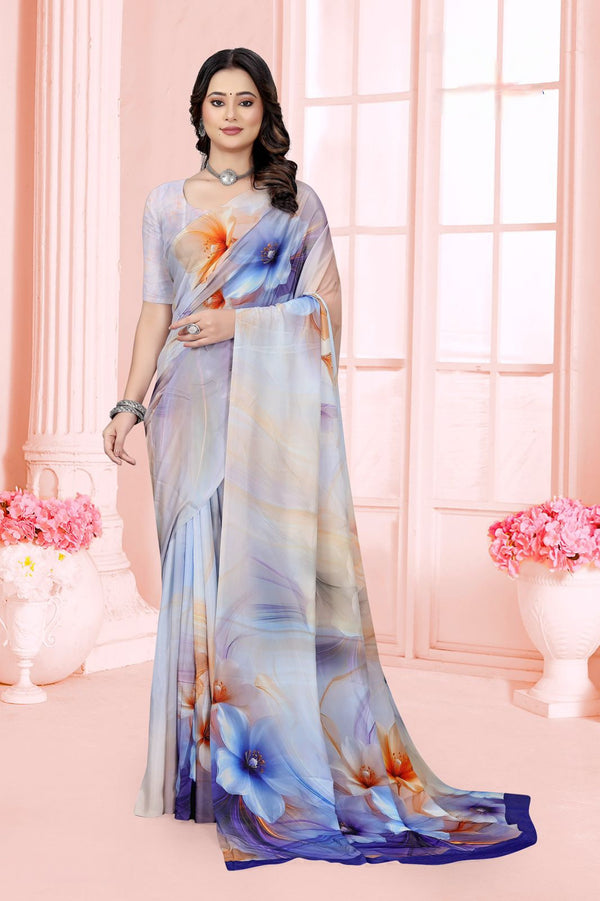 965001 Stylish Digital Print Very Soft and Premium Italian Crepe Silk Saree