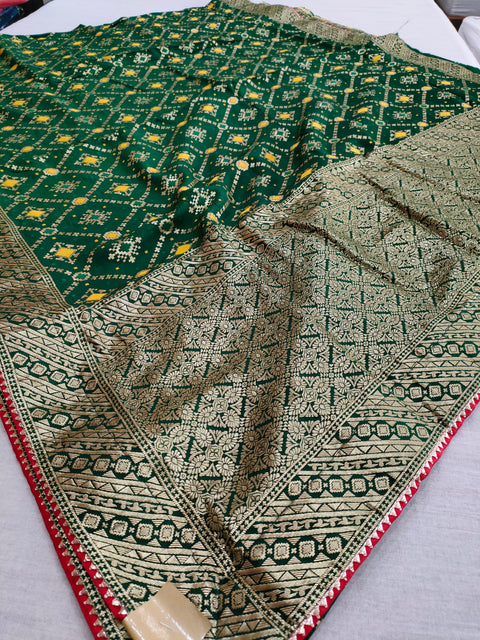 506008 Pure Dola Silk Patola Saree With Zari Weaving - Green 106004 - 114004