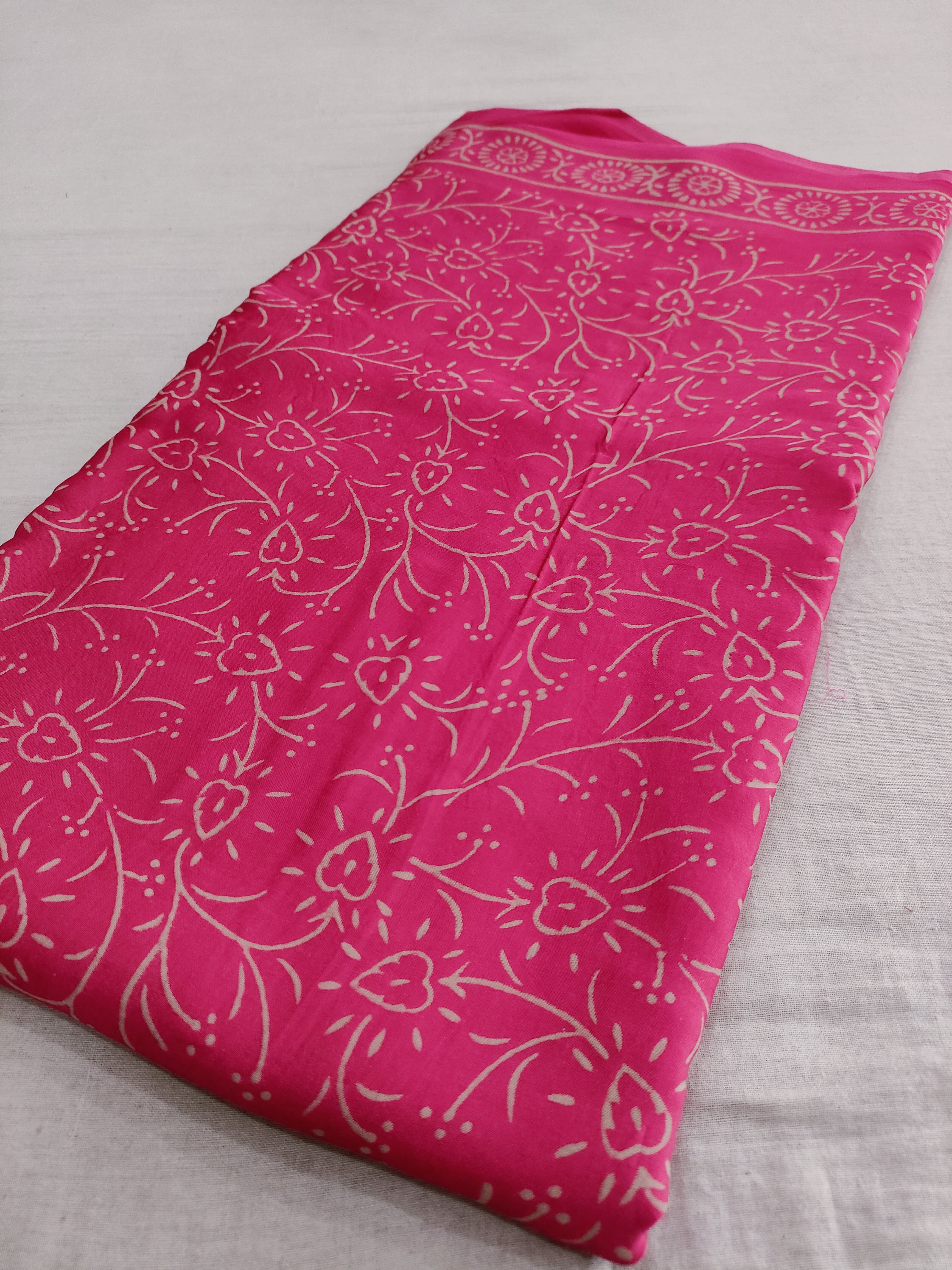 537008 Premium Modal Silk Ajrakh Saree - Rani 108002