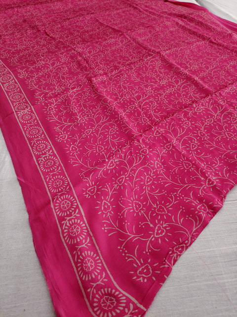 537008 Premium Modal Silk Ajrakh Saree - Rani 108002