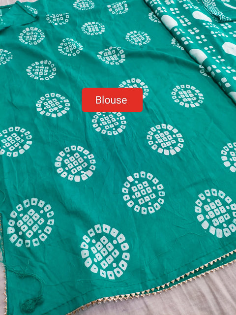 593006 Pure Soft Cotton Batik Printed Saree 426001 teal green