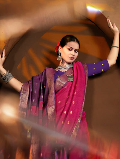 916001 Banarasi Georgette Crepe Silk Small Sikka Butti Weaving Saree - Rani