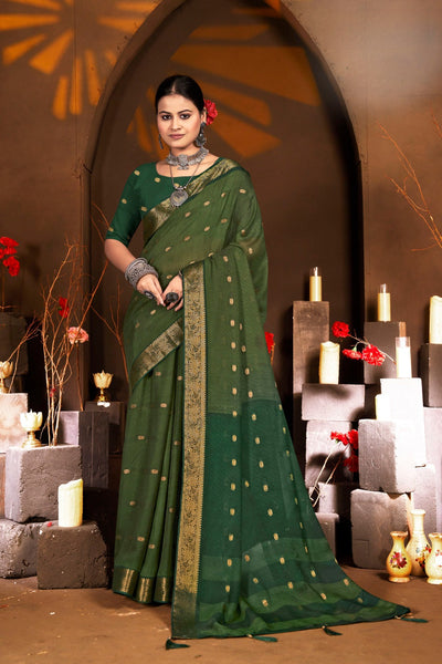 916001 Banarasi Georgette Crepe Silk Small Sikka Butti Weaving Saree - Green