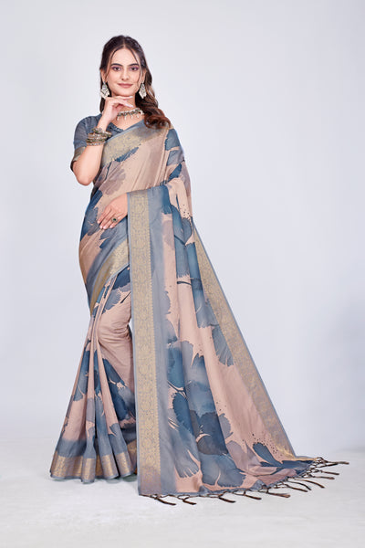 955005 Exclusive Digital Printed Crepe Silk Saree with Satin Border