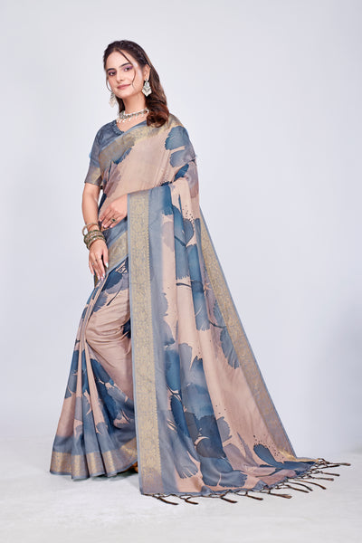 955005 Exclusive Digital Printed Crepe Silk Saree with Satin Border