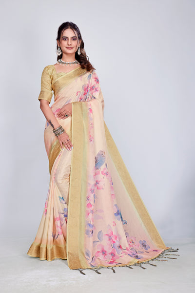 955011 Exclusive Digital Printed Crepe Silk Saree with Satin Border