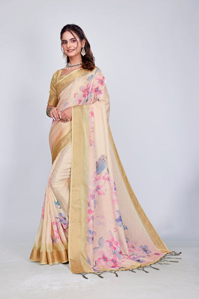 955011 Exclusive Digital Printed Crepe Silk Saree with Satin Border