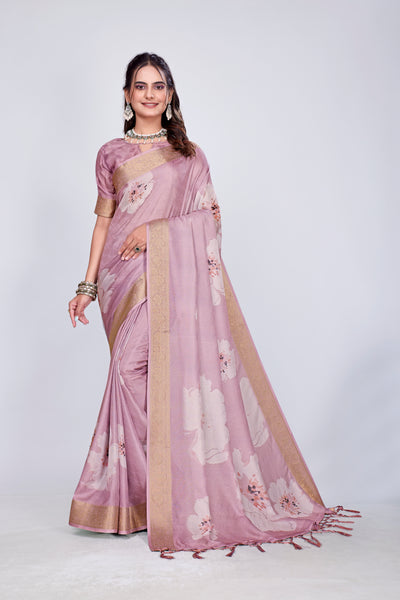 955001 Exclusive Digital Printed Crepe Silk Saree with Satin Border