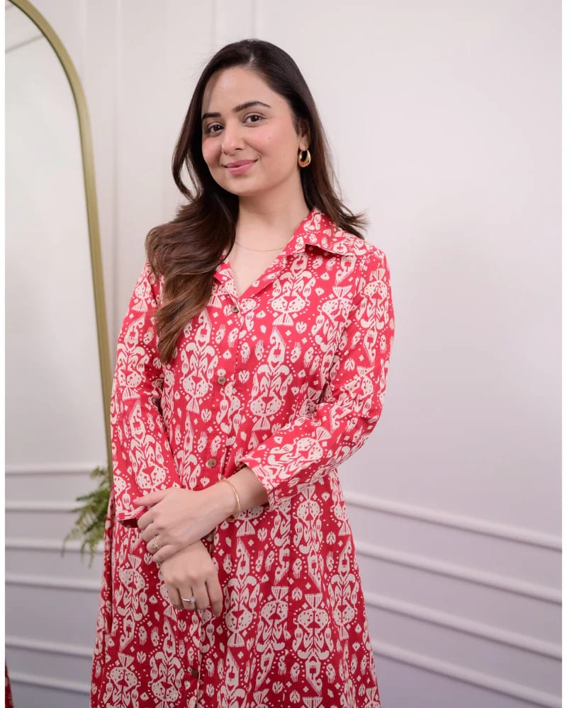 614006 शुद्ध मलमल कॉटन हाथ से पेंट किया हुआ कॉर्ड सेट 