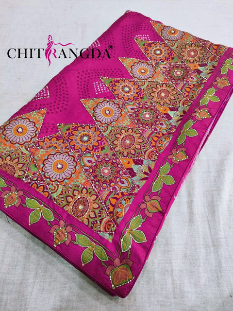 147004 Premium Designer Bandhani Printed Saree With Hand Work And Belt