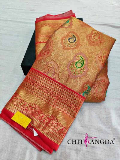 713001 Pure Banarasi Silk Red Color Saree -