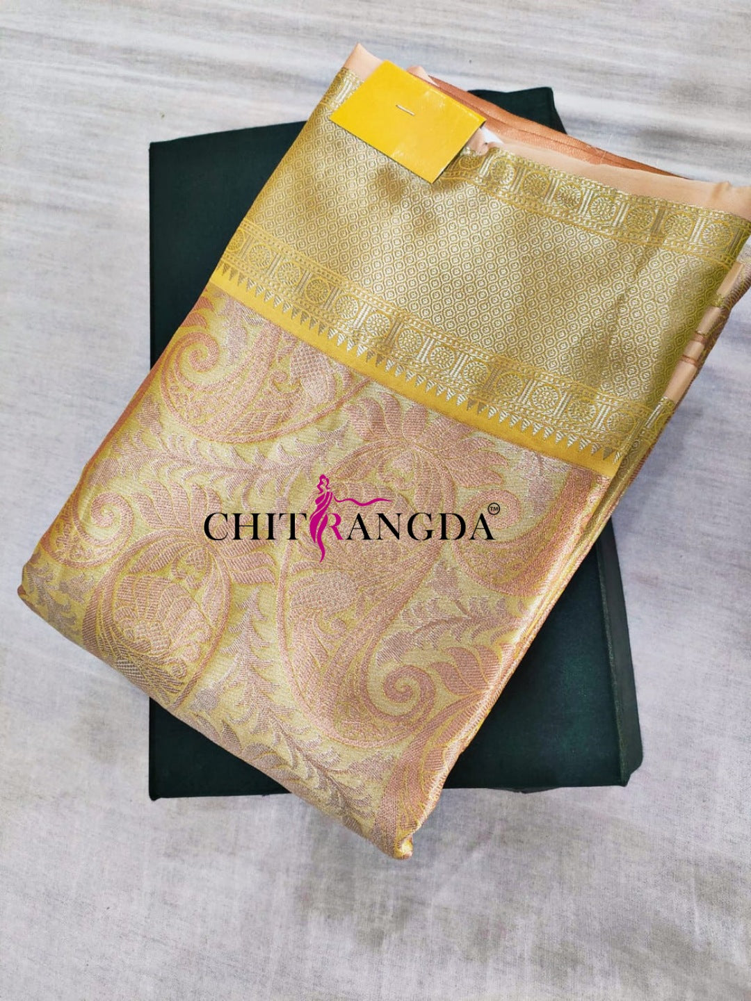 713002 Pure Banarasi Silk Aqua Yellow Color Saree -