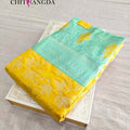 713003 Pure Banarasi Silk Yellow And Aqua Green Color Saree -