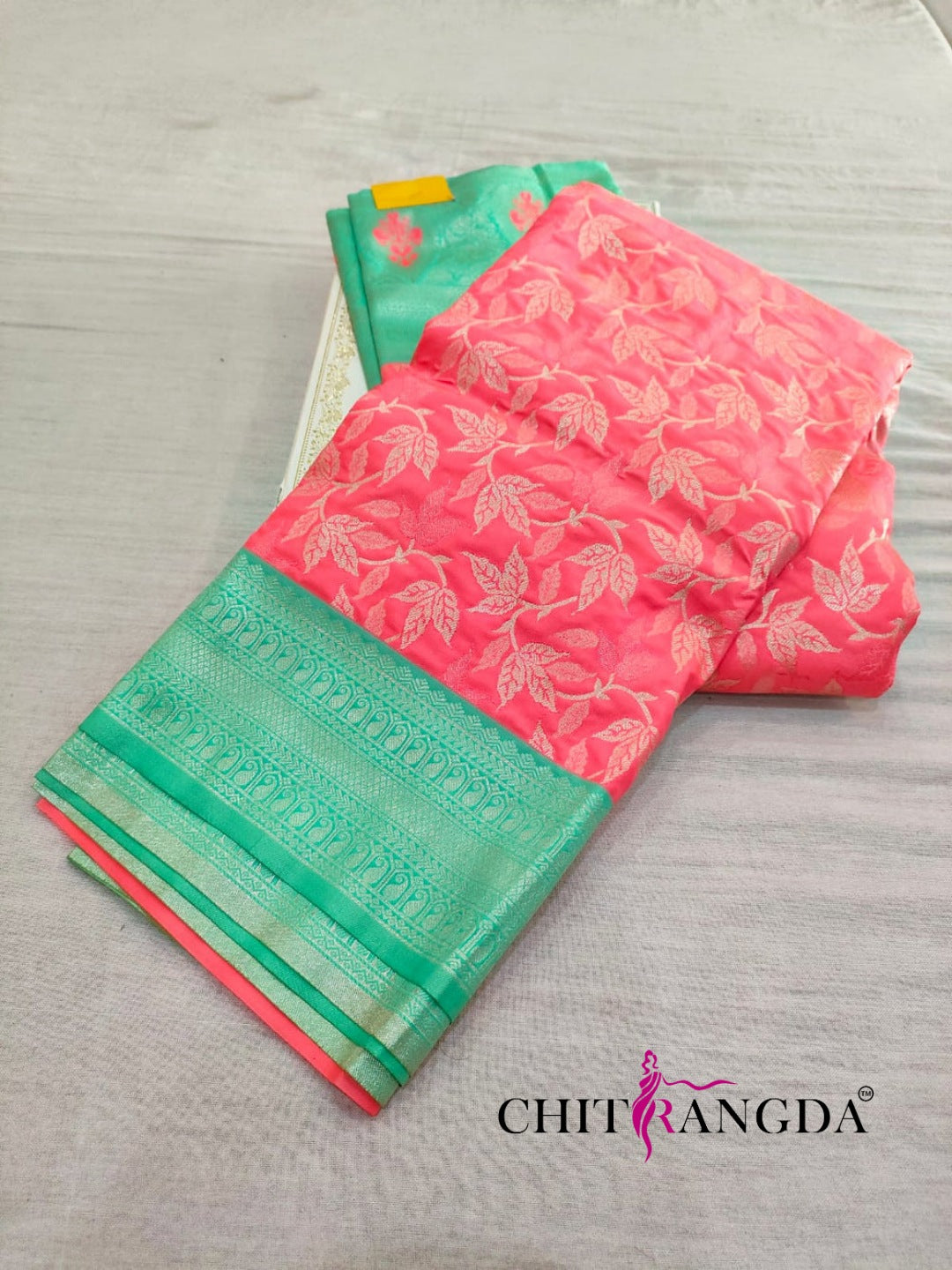 713003 Pure Kanjivaram Silk  Pink And Aqua Green Color Saree -