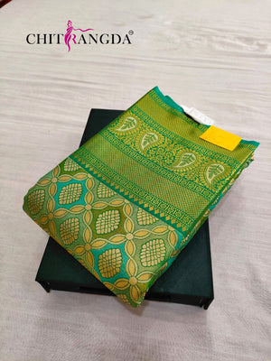 713004 Pure Banarasi Silk Green Color Saree