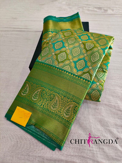 713004 Pure Banarasi Silk Green Color Saree