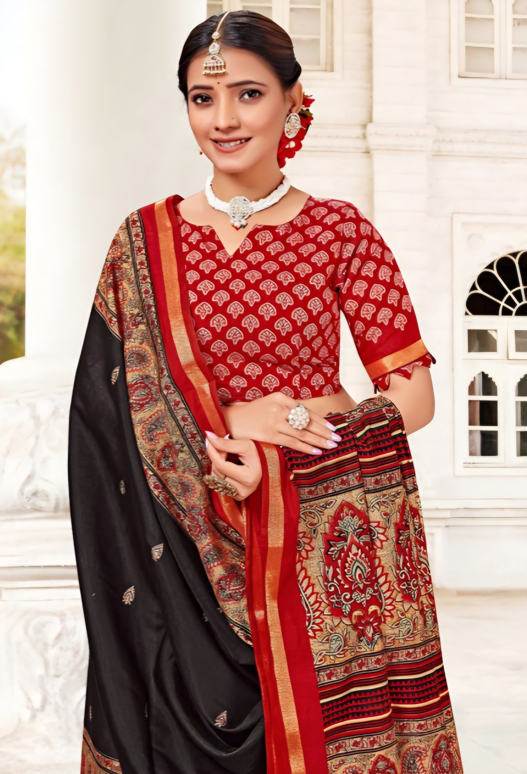 914001 Very Soft and Premium Looking Cotton Saree with Zari Border - Black