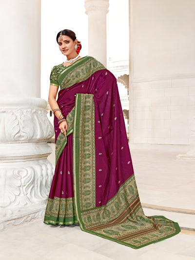 914001 Very Soft and Premium Looking Cotton Saree with Zari Border - Purple