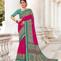 914001 Very Soft and Premium Looking Cotton Saree with Zari Border - Rani