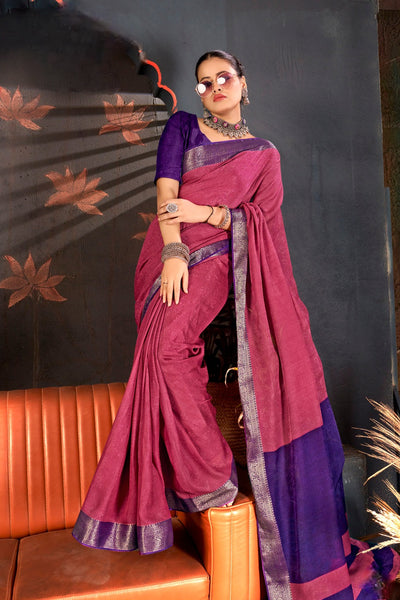 916004 Georgette Crepe Silk Self Weaving Saree - Rani