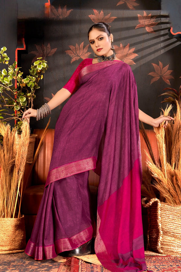 916004 Georgette Crepe Silk Self Weaving Saree - Wine