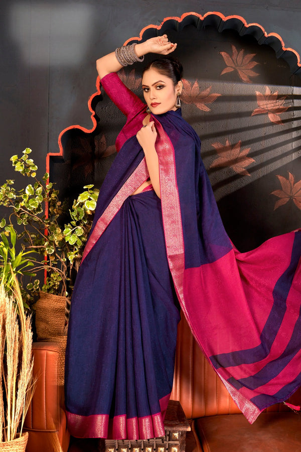916004 Georgette Crepe Silk Self Weaving Saree - Purple