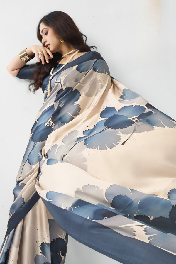 917003 Stylish Digital Print Soft Italian Crepe Silk Saree -