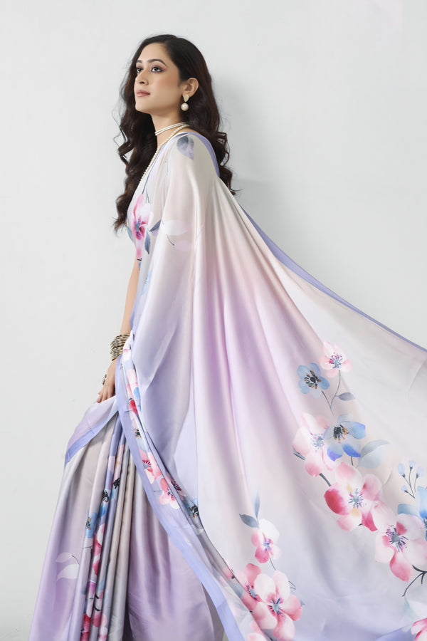 917006 Stylish Digital Print Soft Italian Crepe Silk Saree -