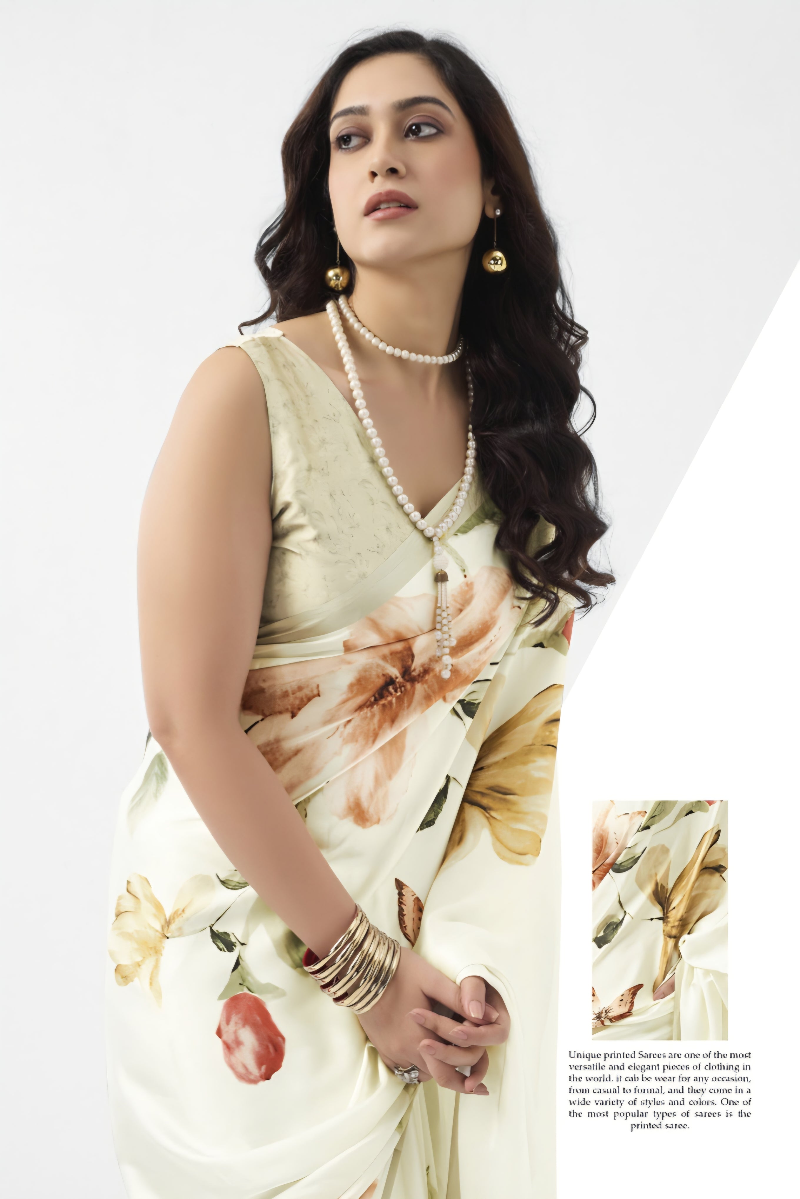 917001 Stylish Bollywood Style Print Soft Italian Crepe Silk Saree -