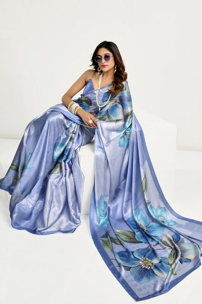 945005 Bollywood Style Digital Print Soft Italian Crepe Silk Saree