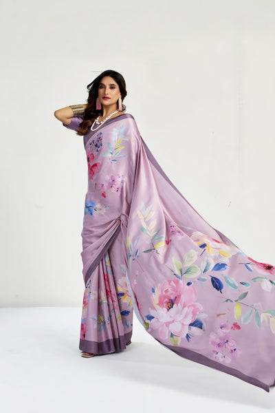 945004 Bollywood Style Digital Print Soft Italian Crepe Silk Saree