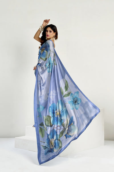 945005 Bollywood Style Digital Print Soft Italian Crepe Silk Saree