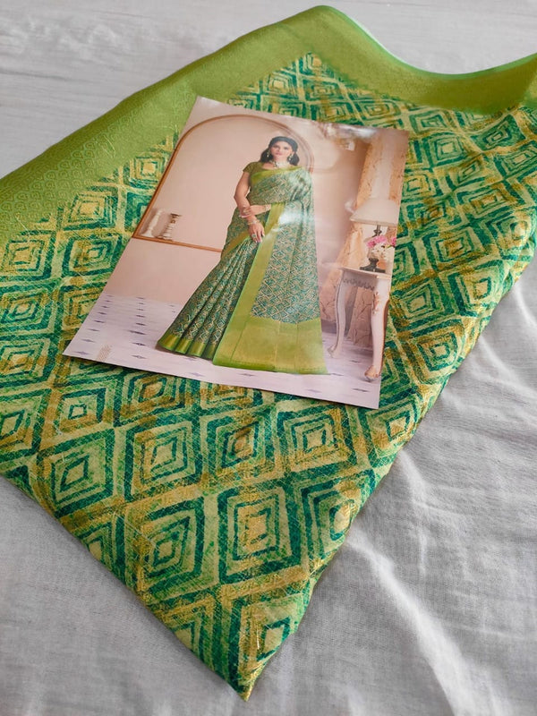 550011 Banarasi Soft Silk Printed Saree With Zari Weaving 368006