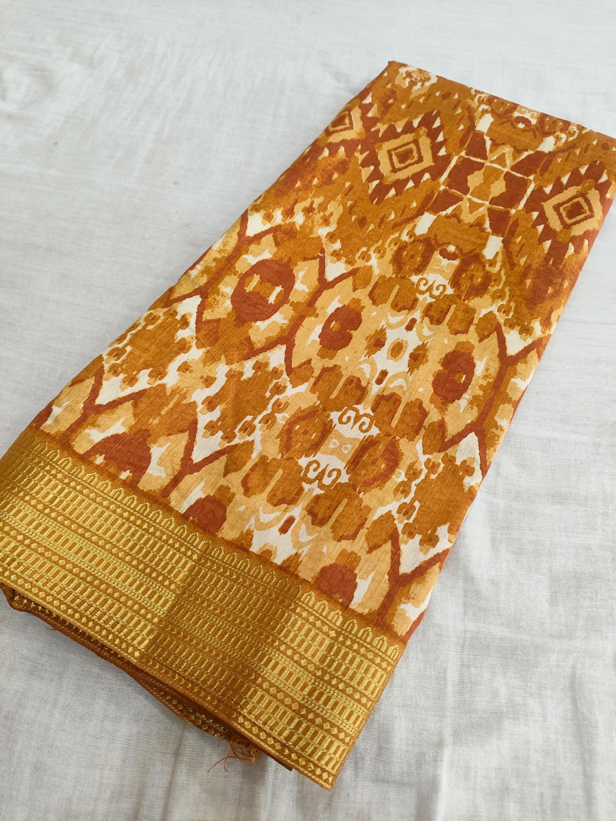 445001 Designer Print Chanderi Silk Saree - Yellow